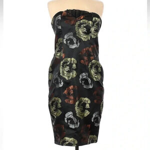 Jovani Strapless Black Metallic Floral Cocktail Party Dress Size 8 Medium